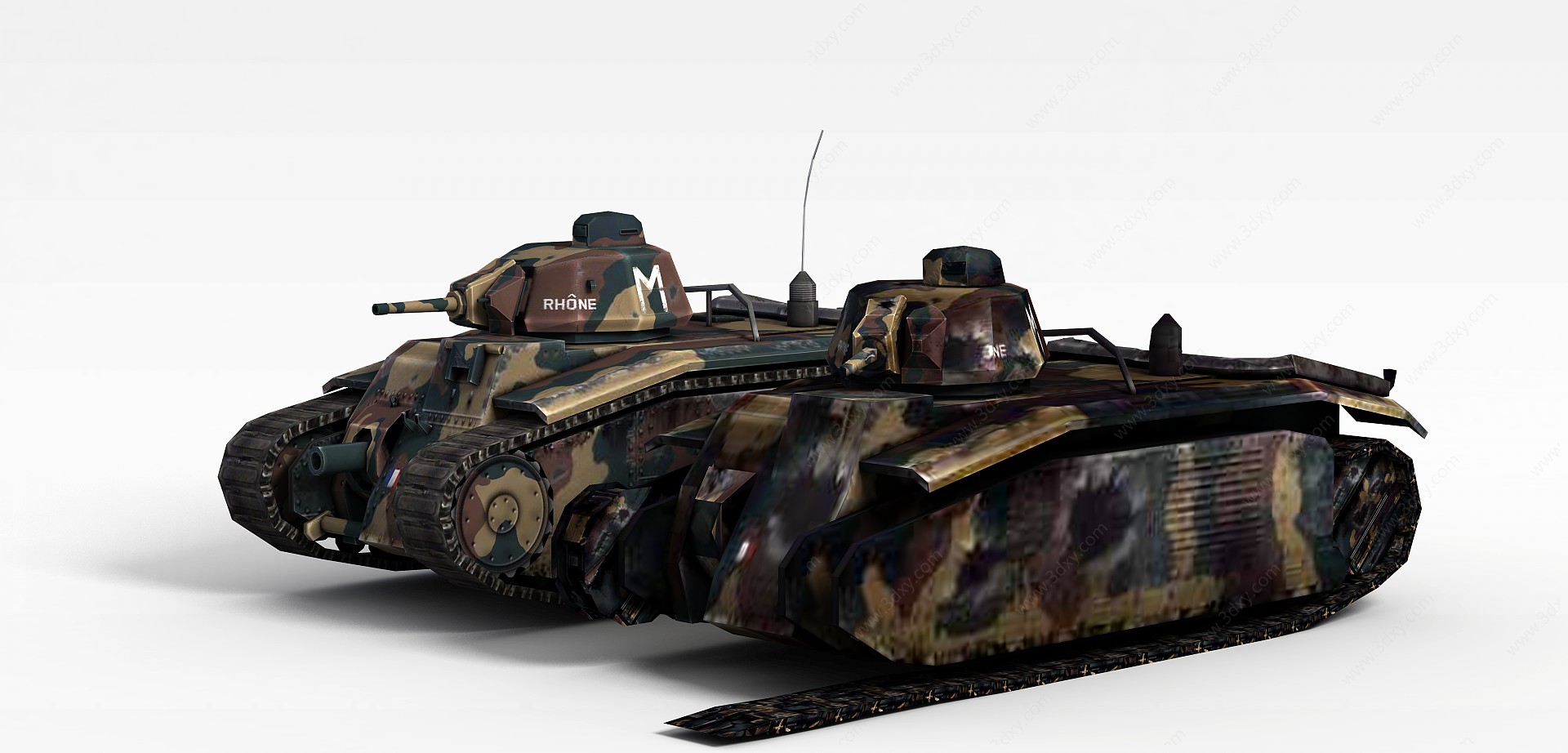 迷彩坦克3D模型