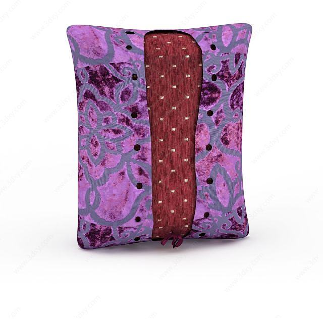 紫色花纹枕头3D模型