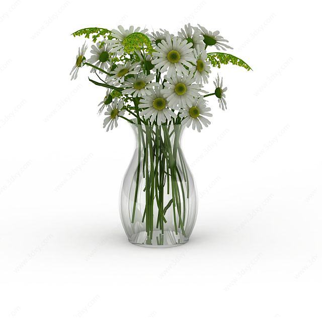 白色菊花插花3D模型