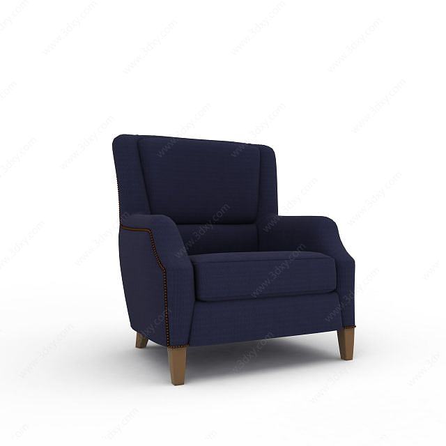 深蓝软包椅子3D模型