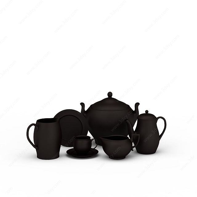 中式砂壶茶具3D模型