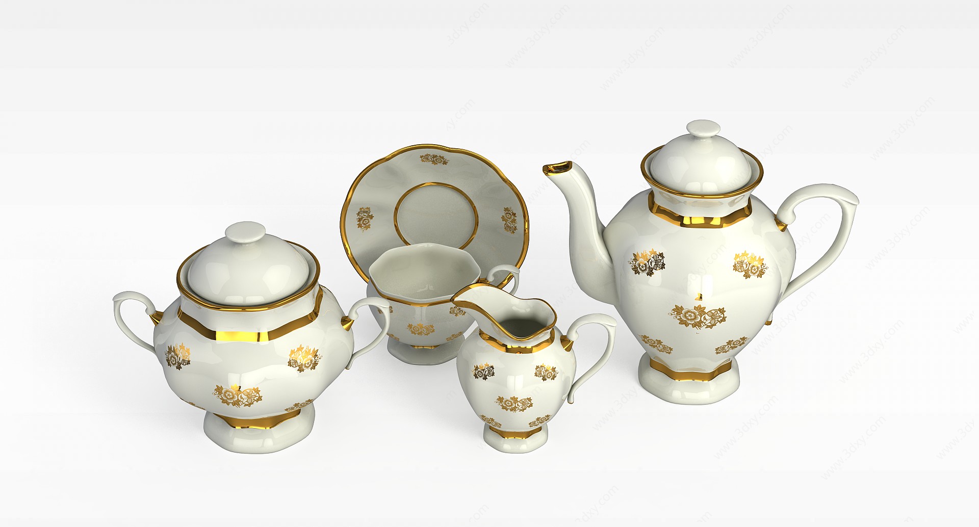 欧式花纹茶具3D模型