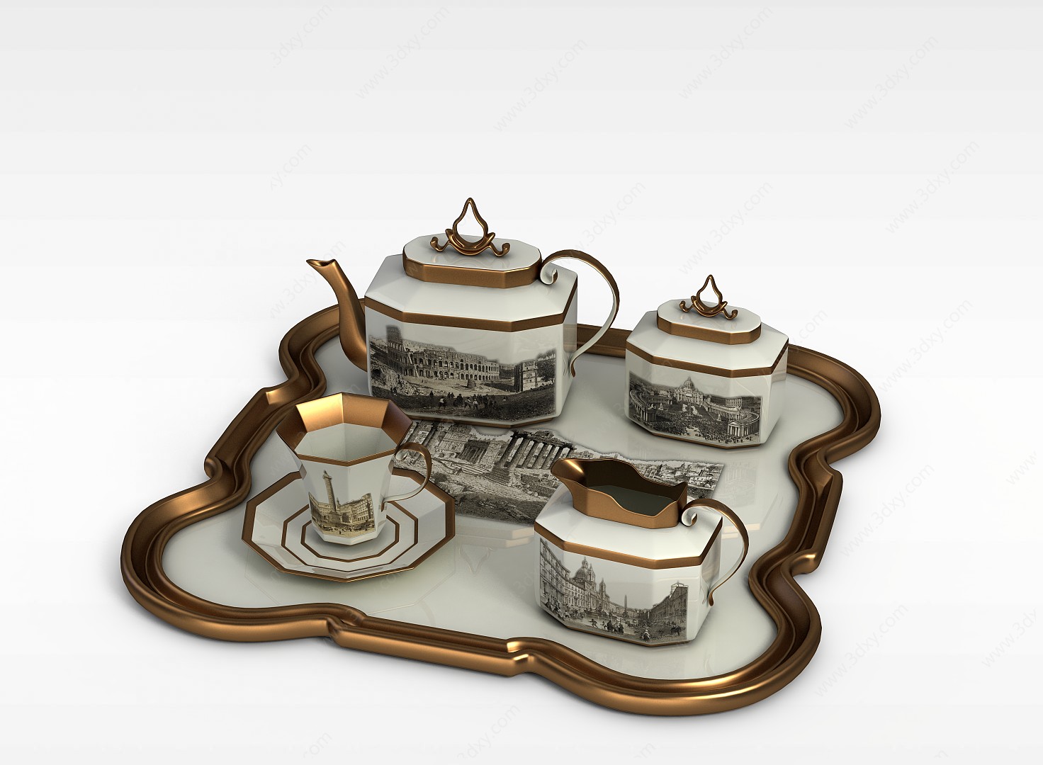街景贴咖啡具3D模型