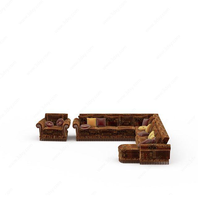 客厅U型沙发3D模型