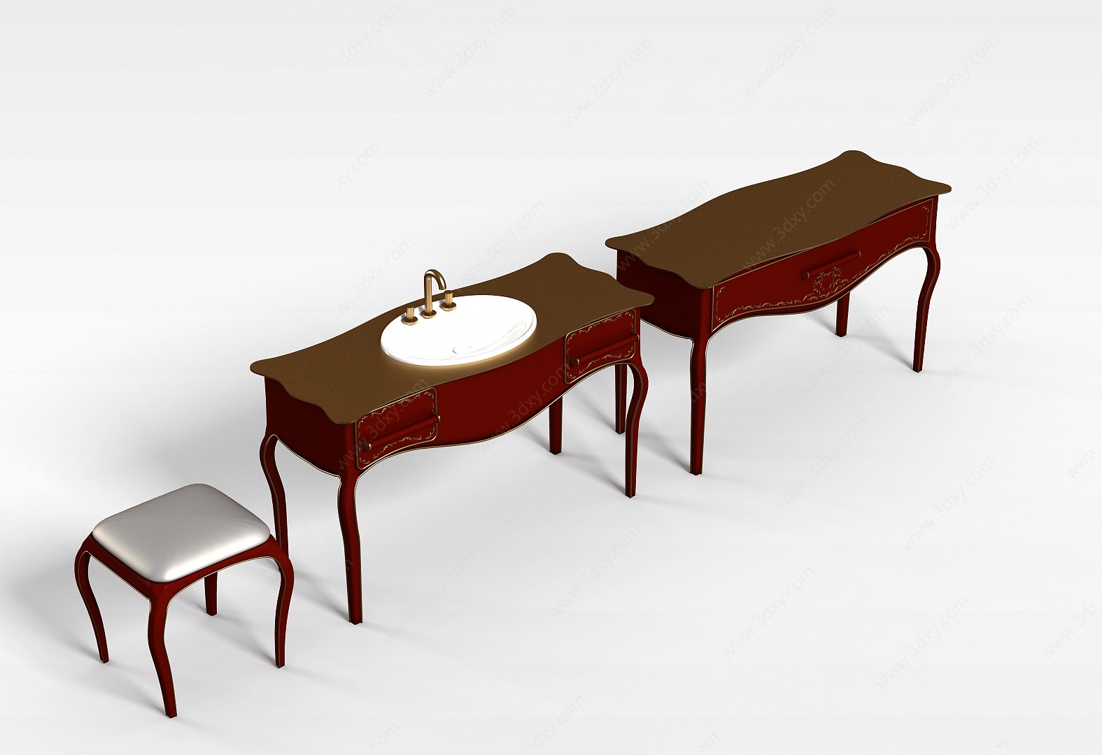 卫浴桌椅组合3D模型