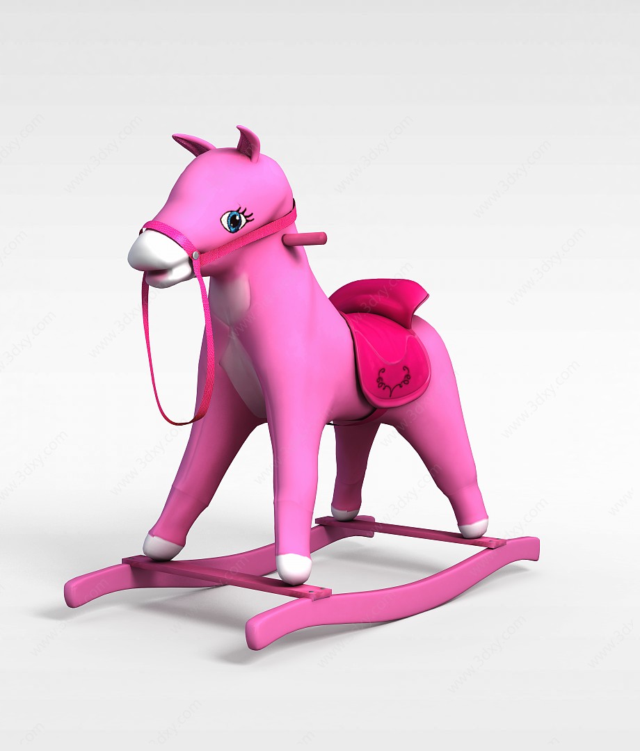 粉色木马玩具3D模型