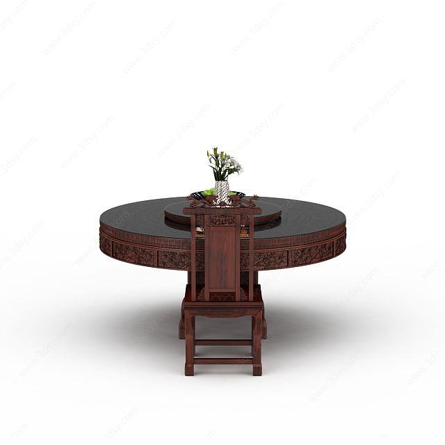 实木写字桌子3D模型