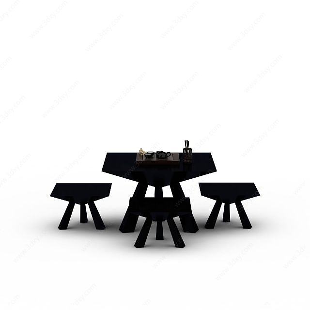 简约餐桌椅3D模型