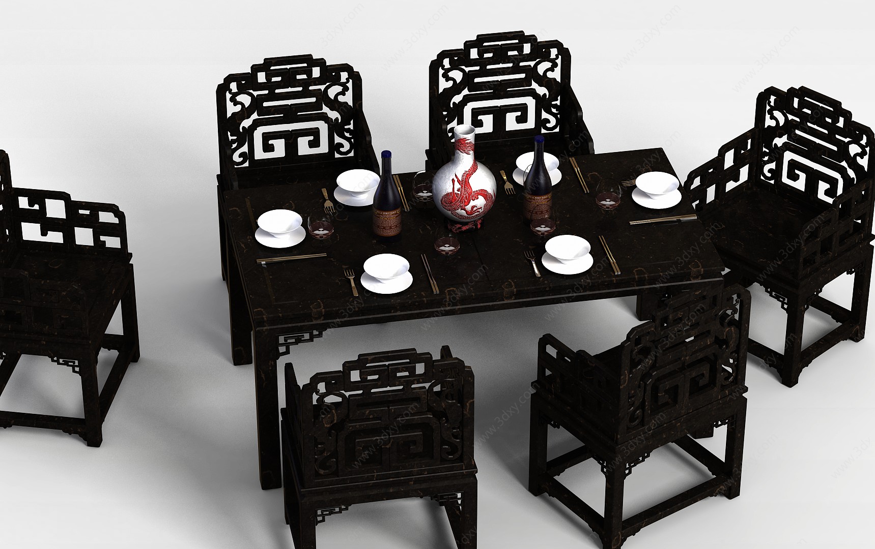 古典餐桌椅3D模型