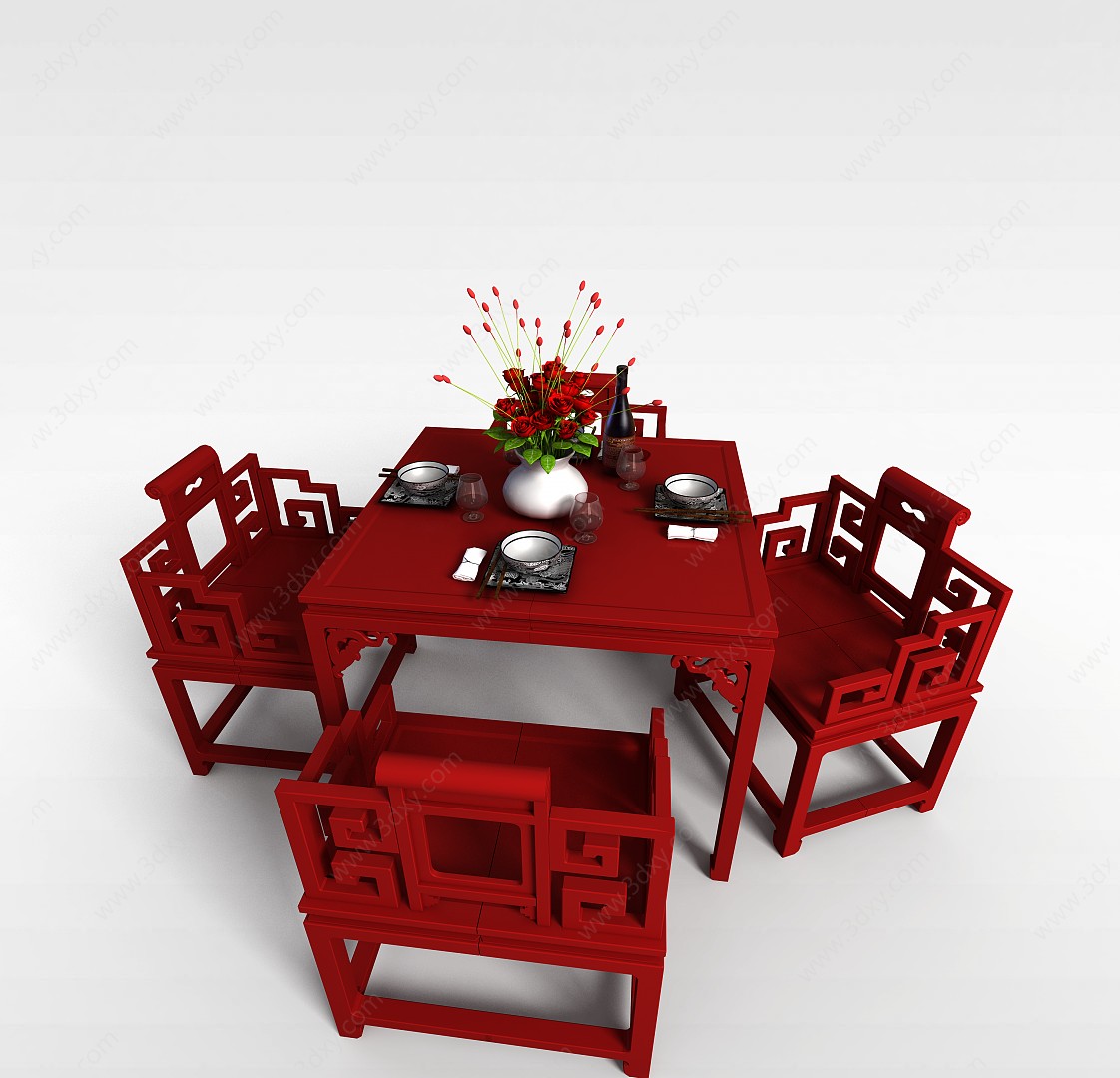 明清餐桌椅3D模型