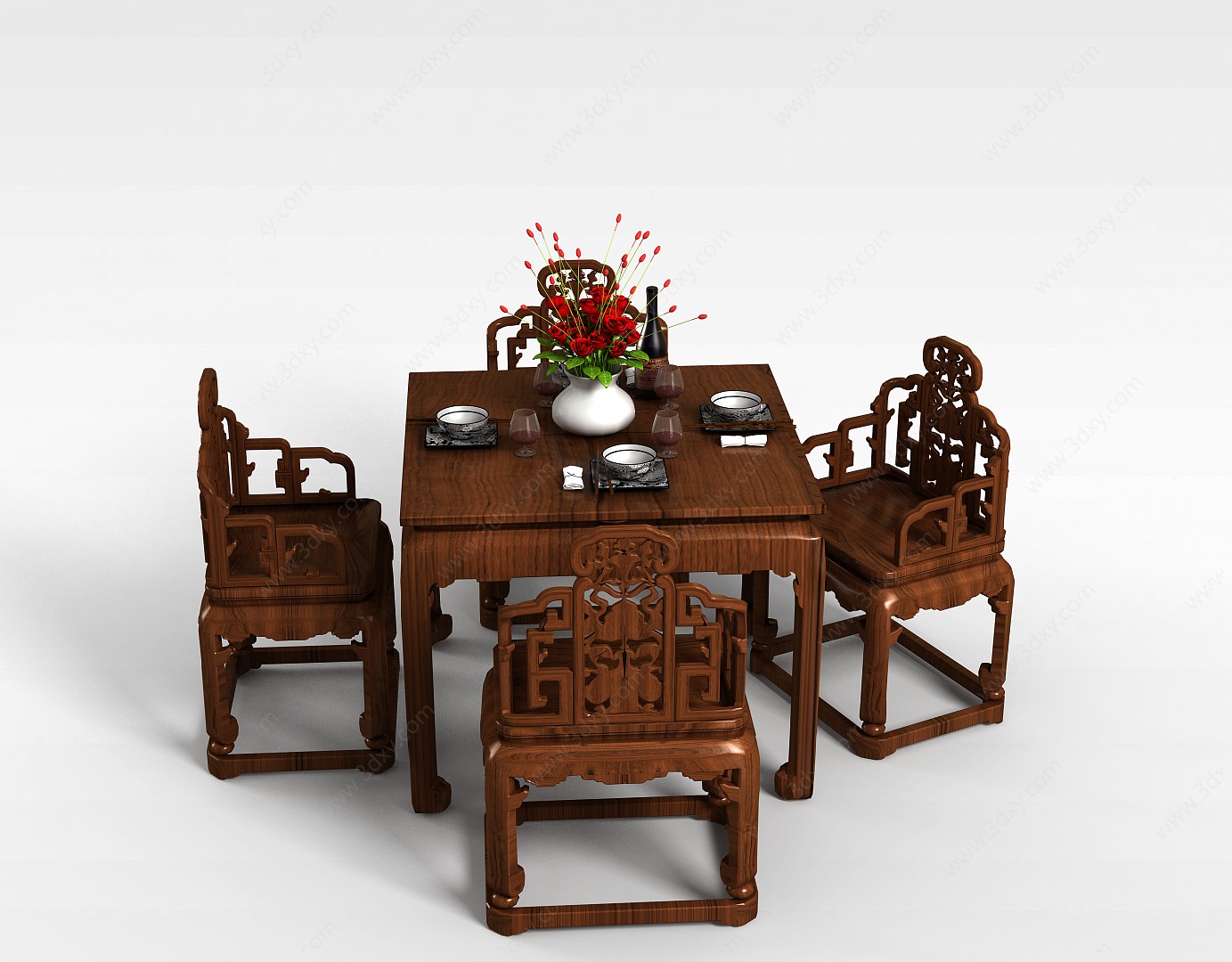 茶楼餐桌椅3D模型