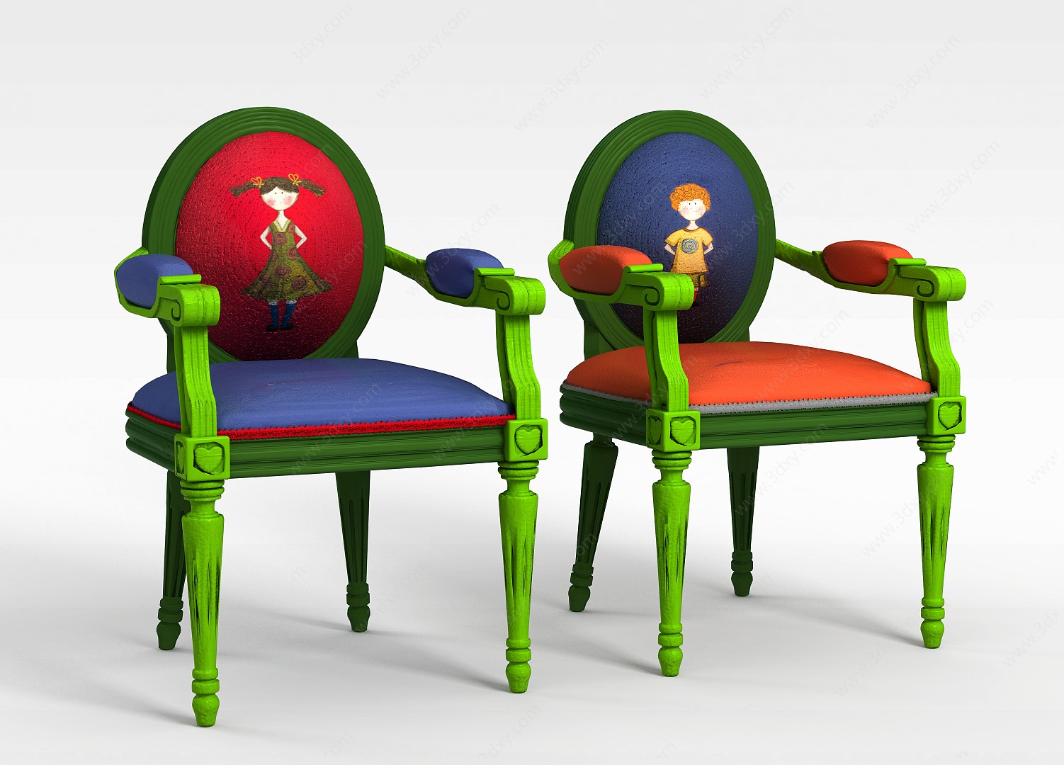 欧式儿童椅3D模型