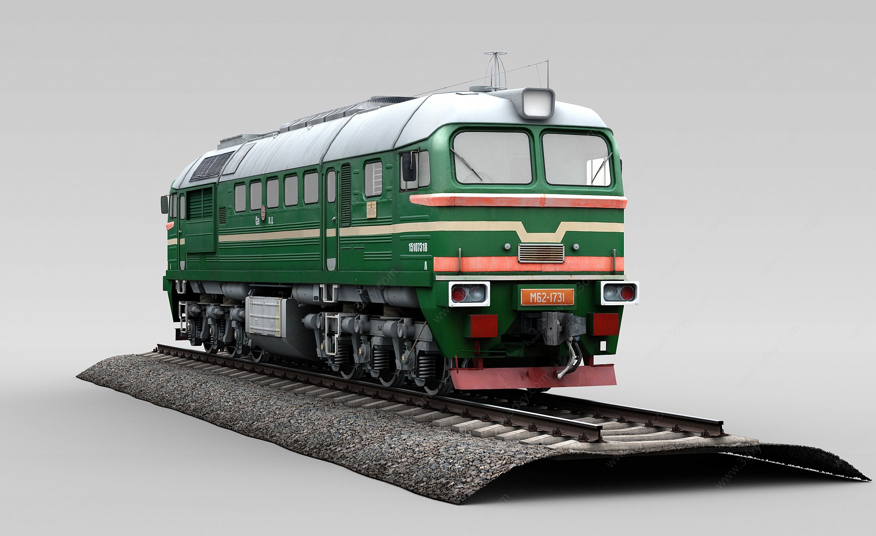 绿色火车头3D模型