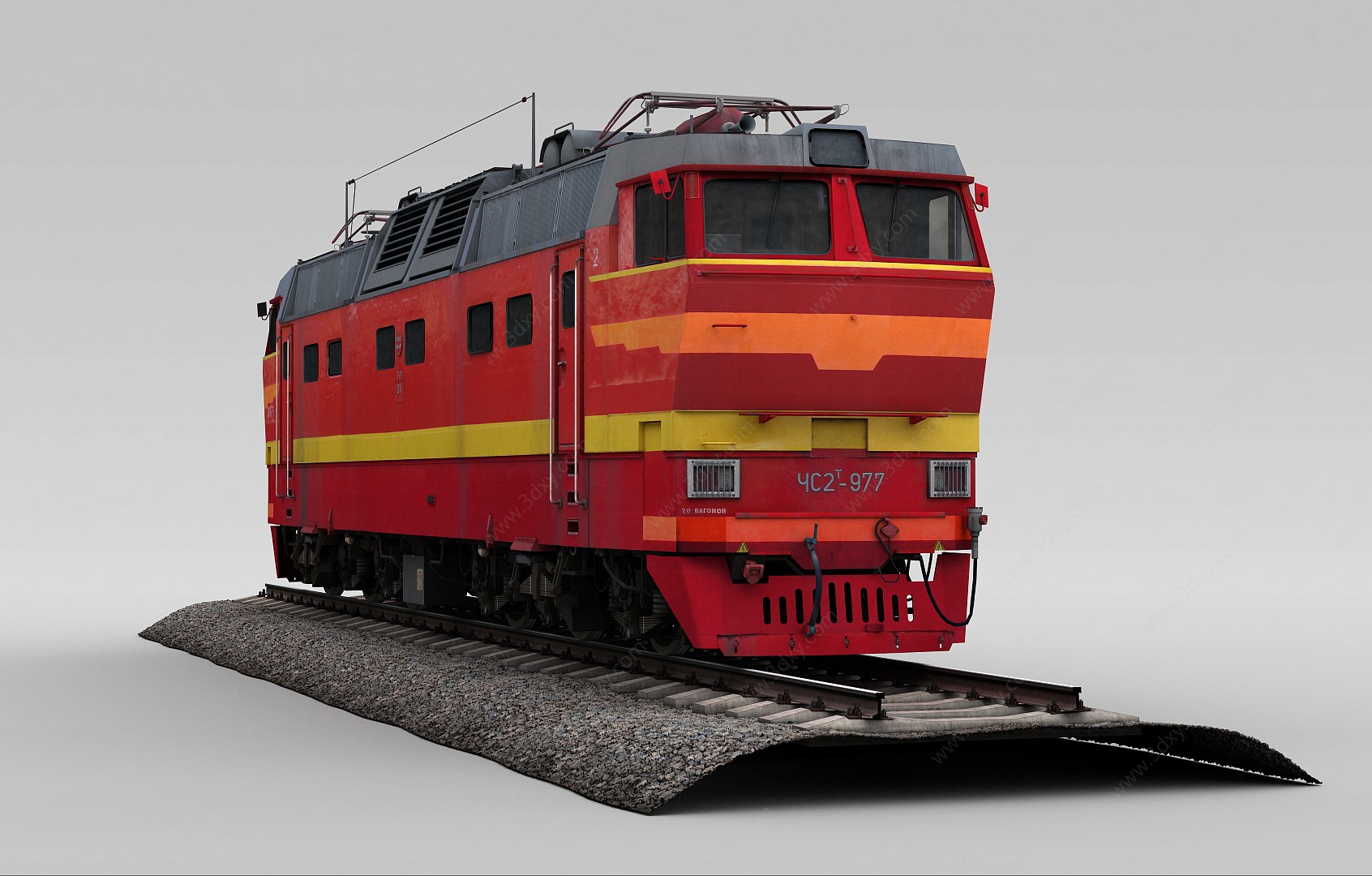 红色火车3D模型