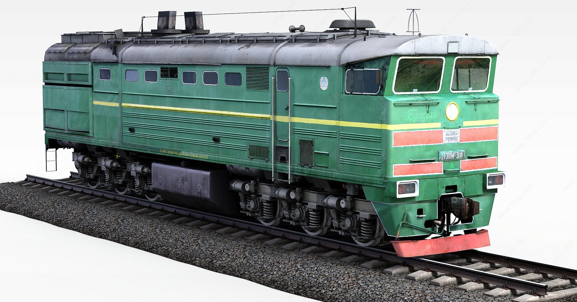 绿色火车3D模型