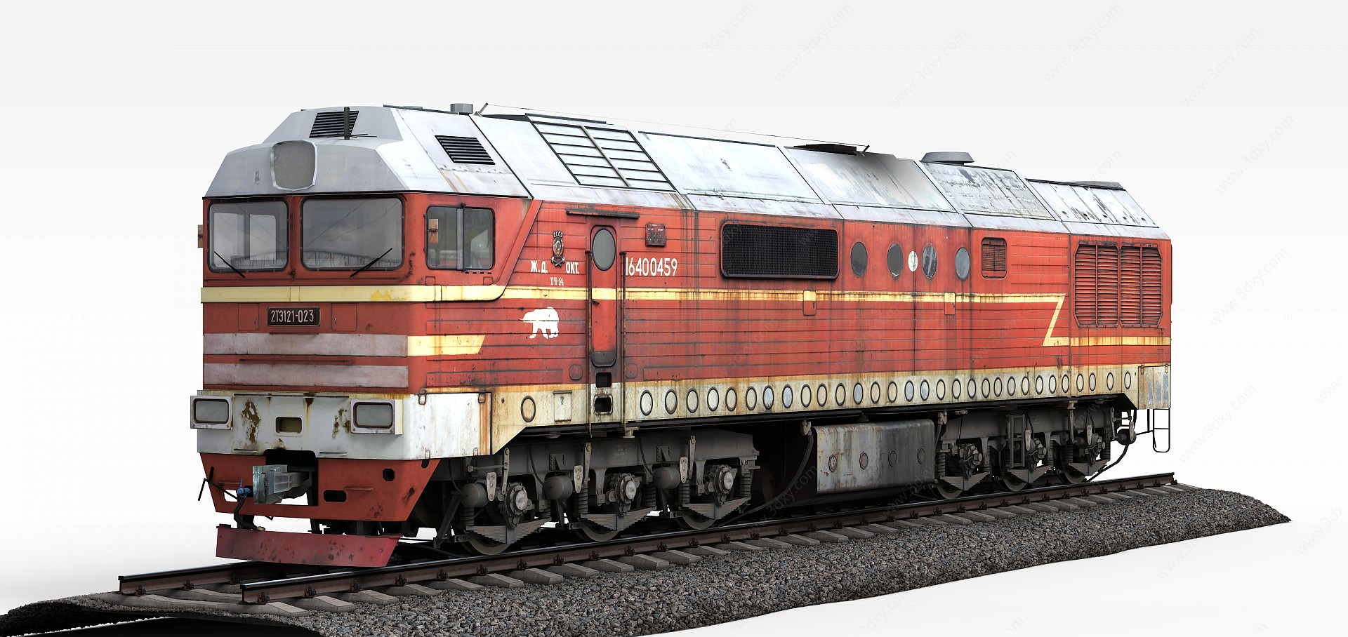 红色火车头3D模型
