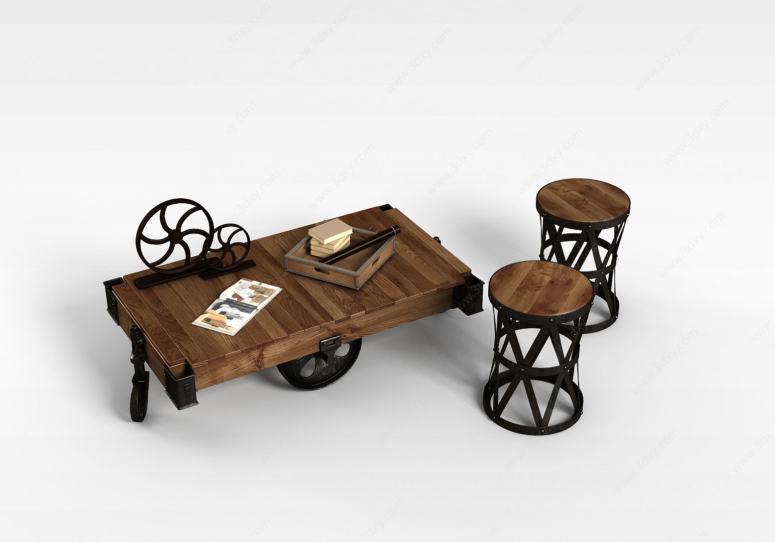 创意桌椅组合3D模型