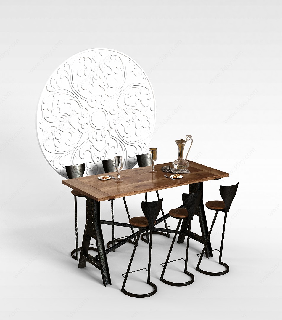 法式典雅桌椅3D模型