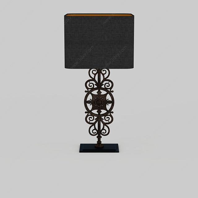 黑色镂花台灯3D模型