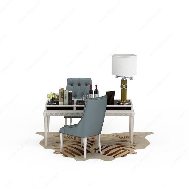 家庭书桌椅3D模型