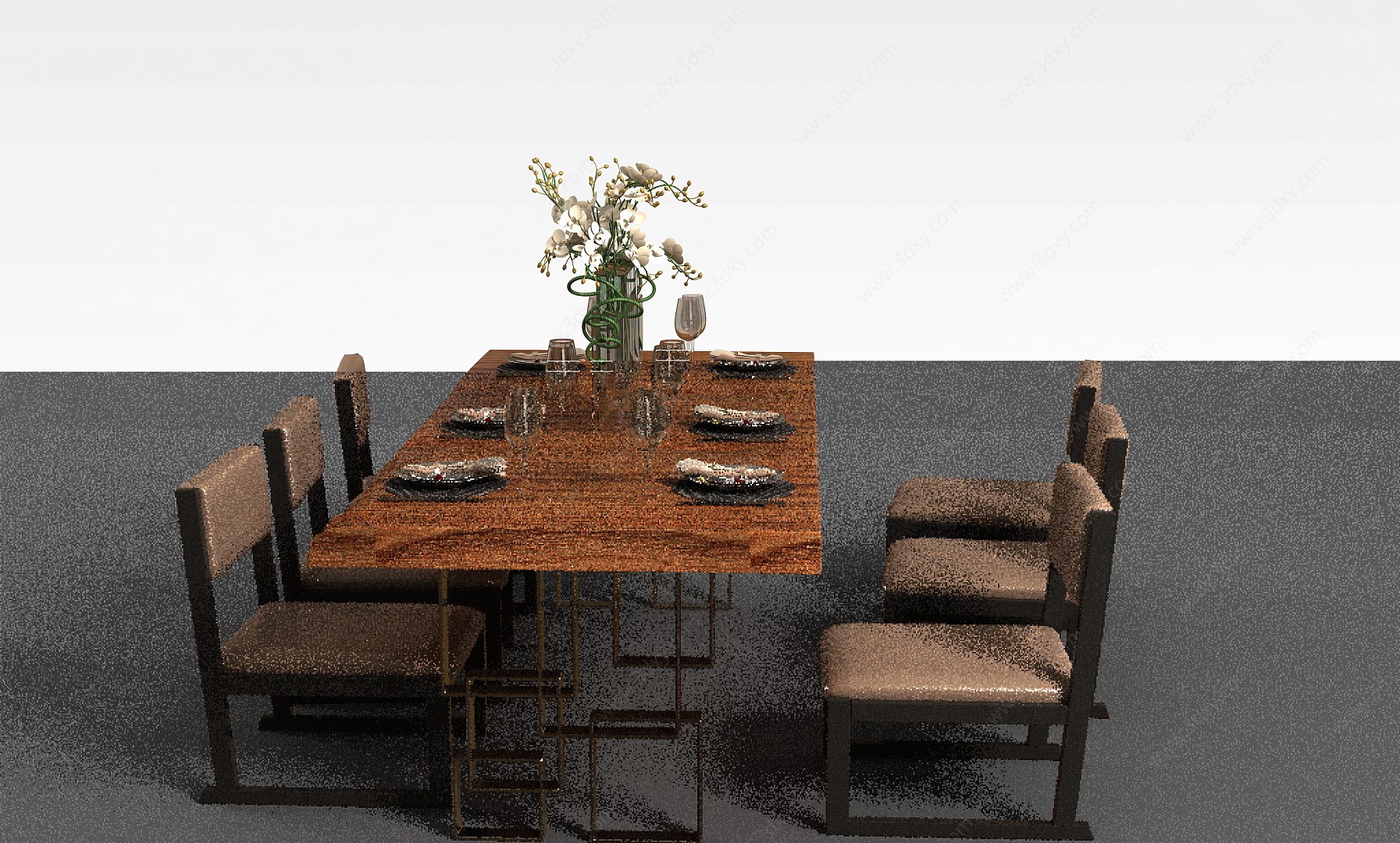 现代中式餐桌椅3D模型