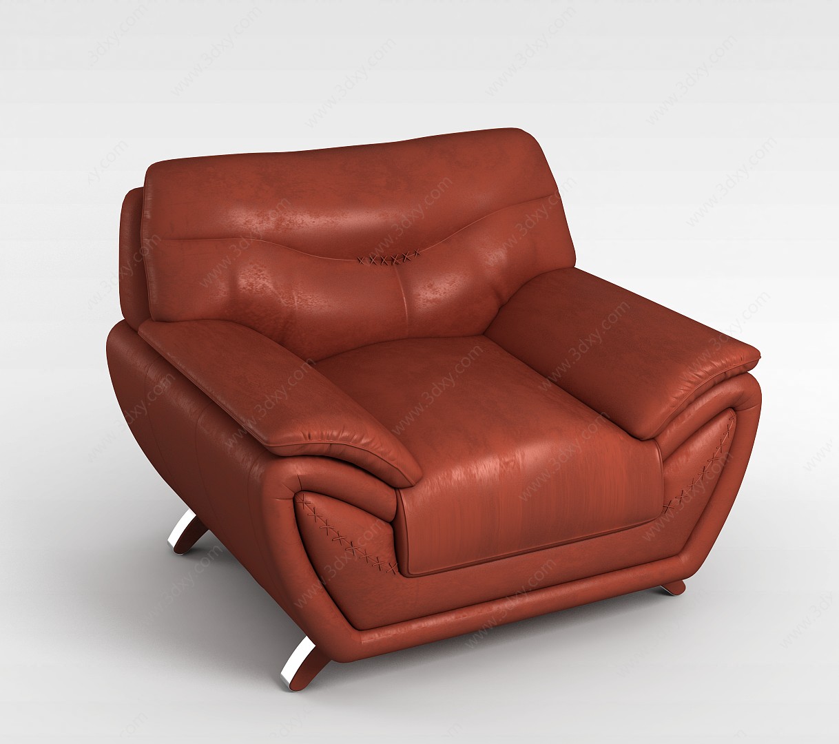 红色进口沙发3D模型