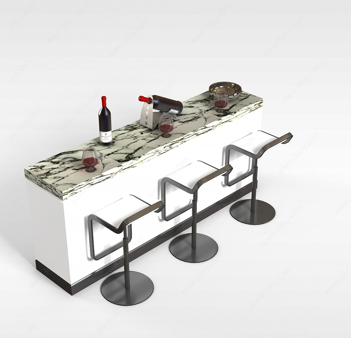 吧台桌椅组合3D模型