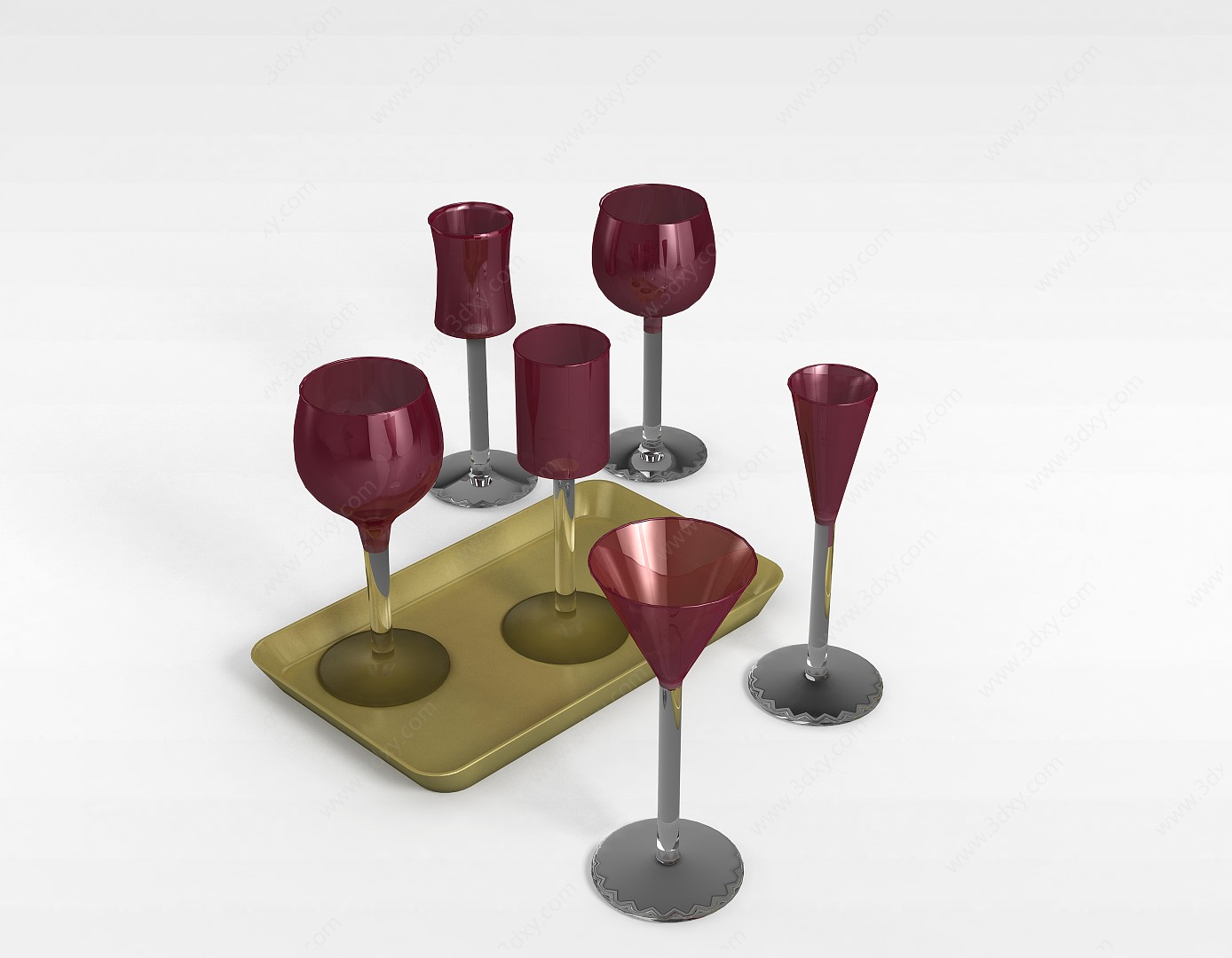 创意酒杯组合3D模型