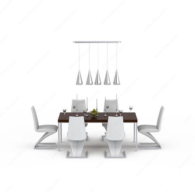 简约式餐桌组合3D模型