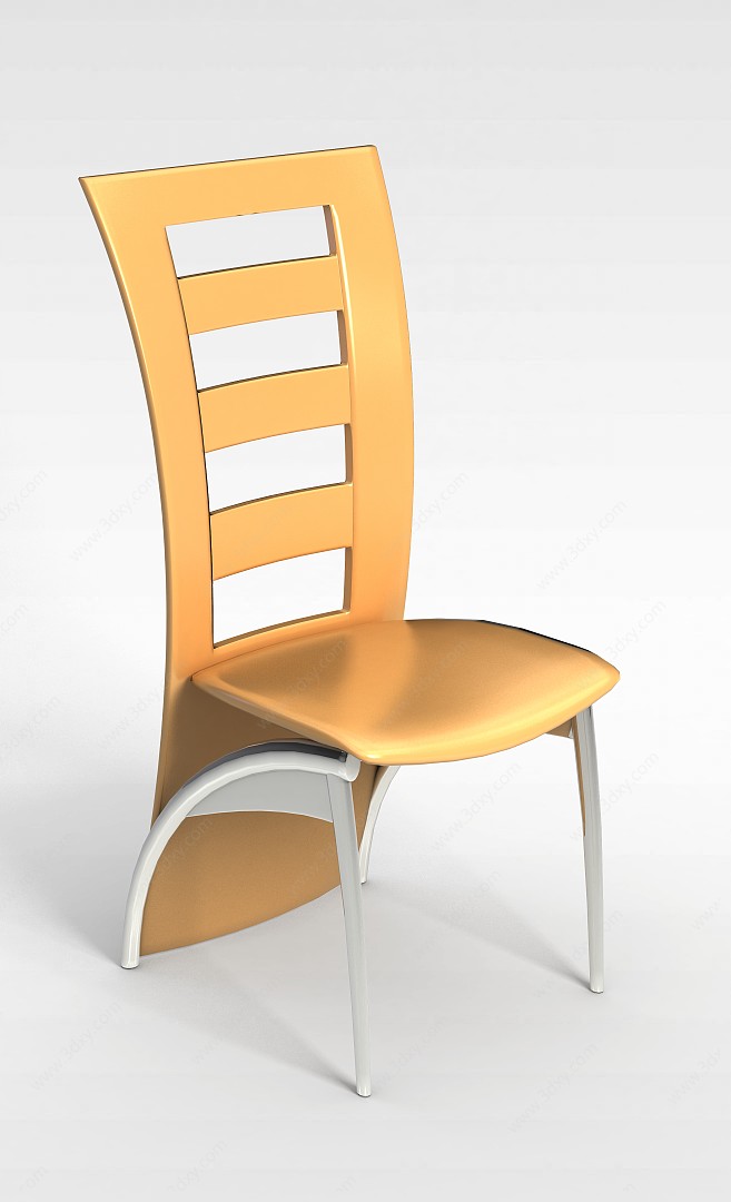 高背木制椅子3D模型