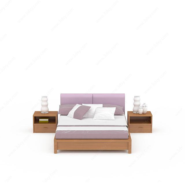 卧室双人床组合3D模型