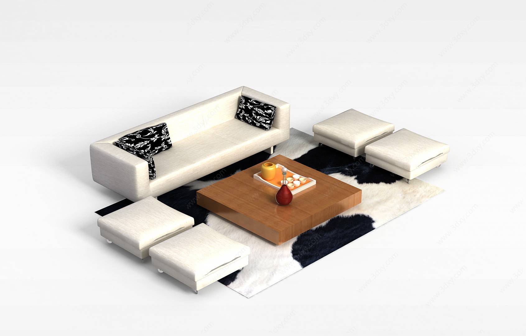 现代简约沙发组合3D模型