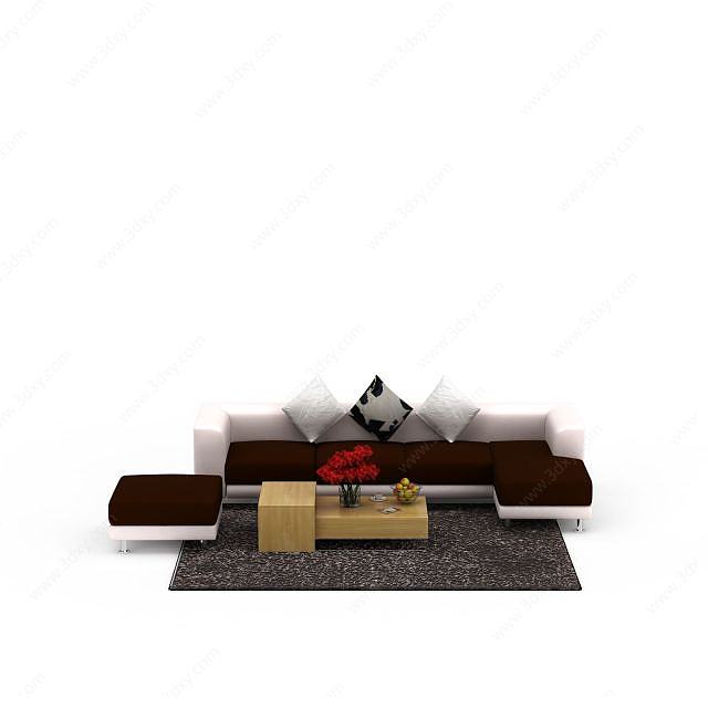 布艺沙发茶几组合3D模型