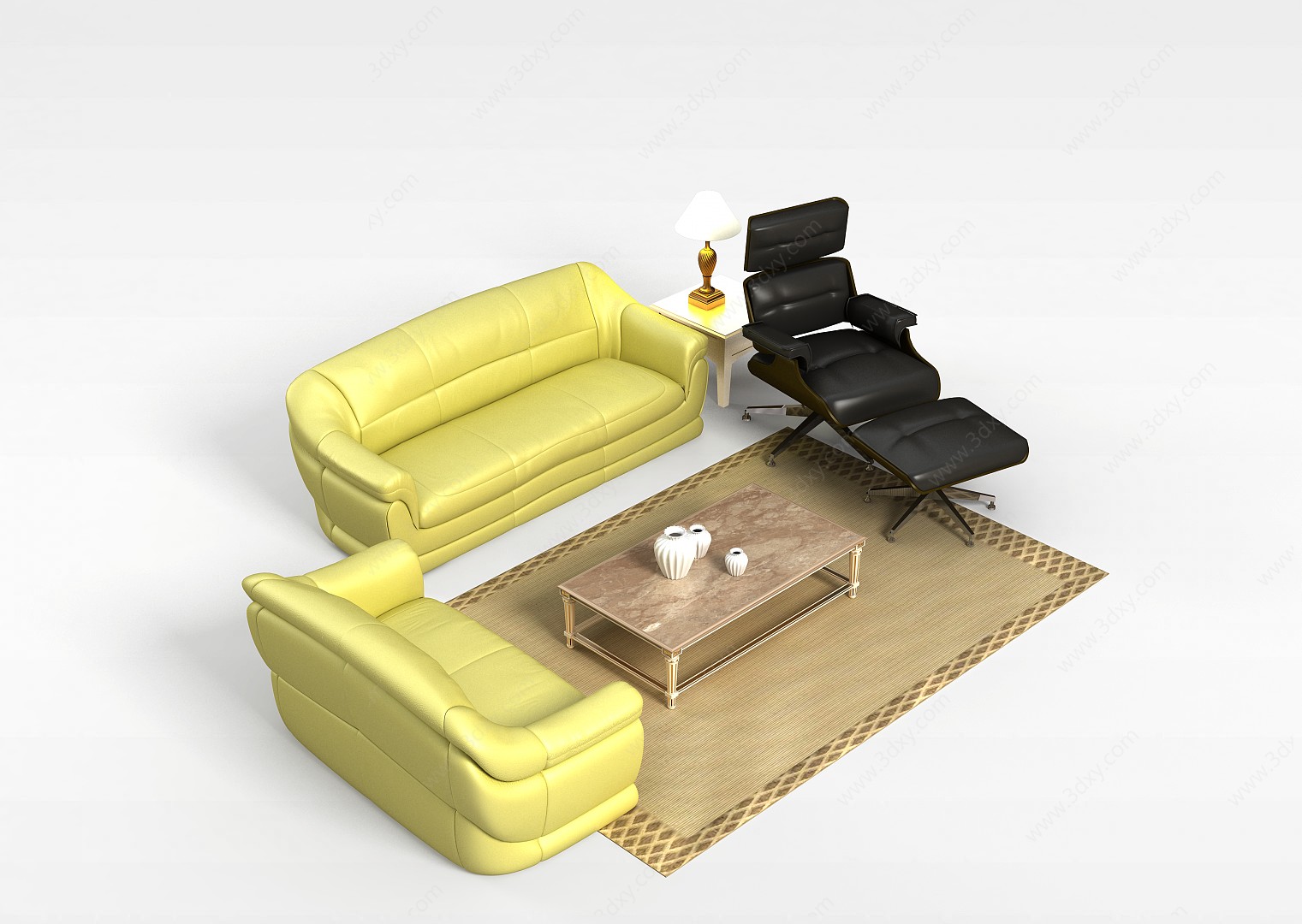 客厅组合沙发茶几3D模型