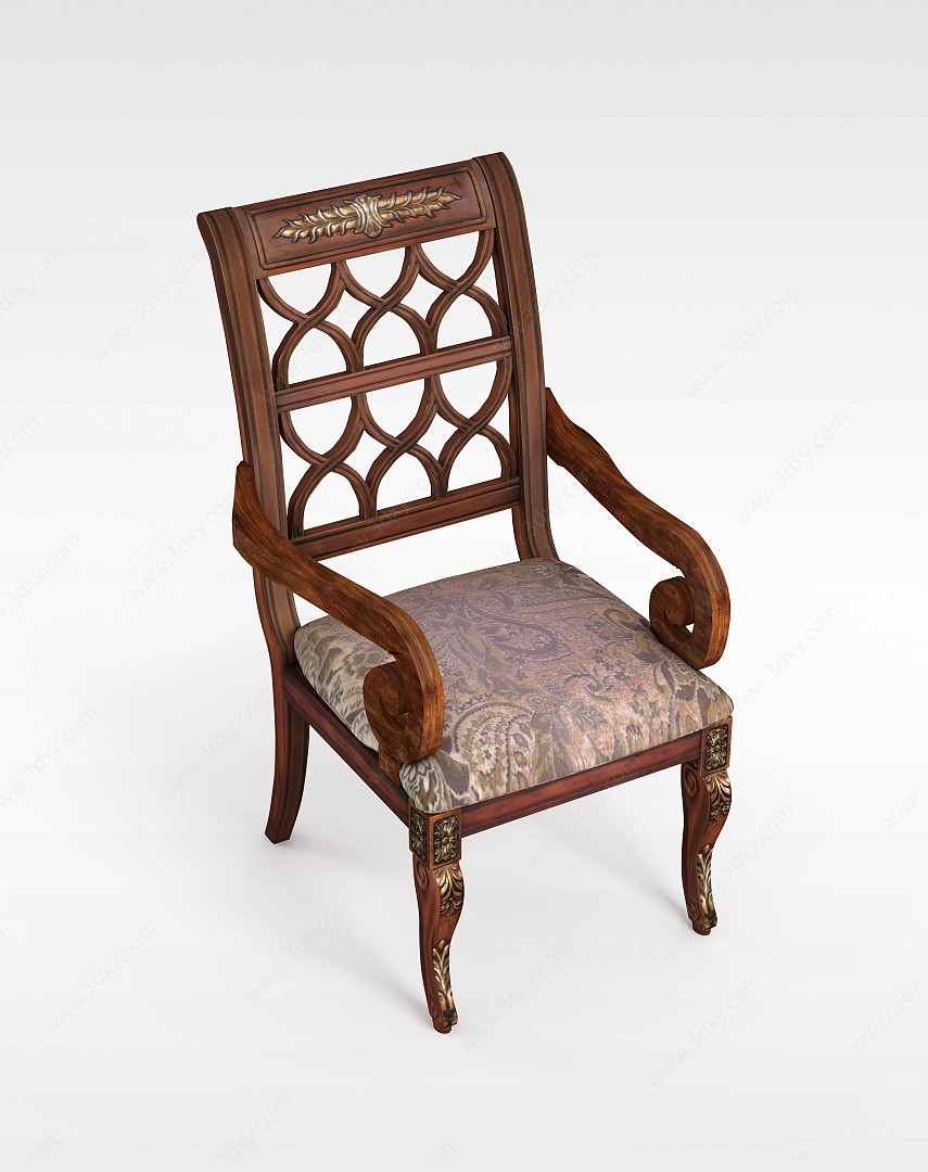 美式实木椅子3D模型