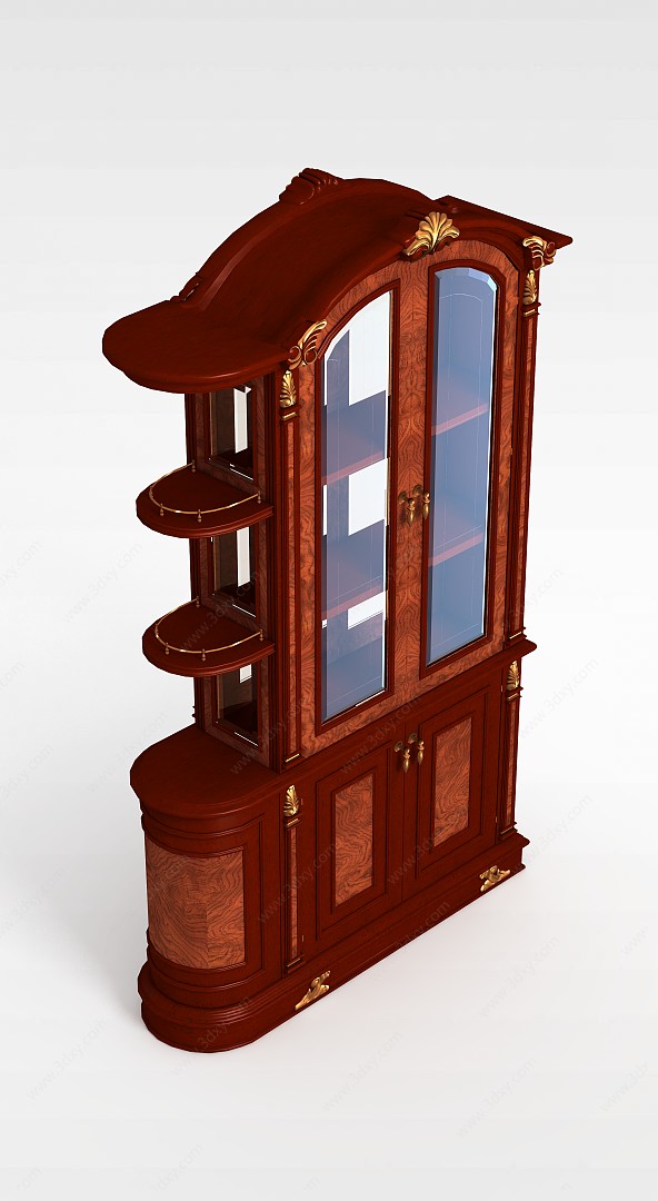 美式书房柜子3D模型