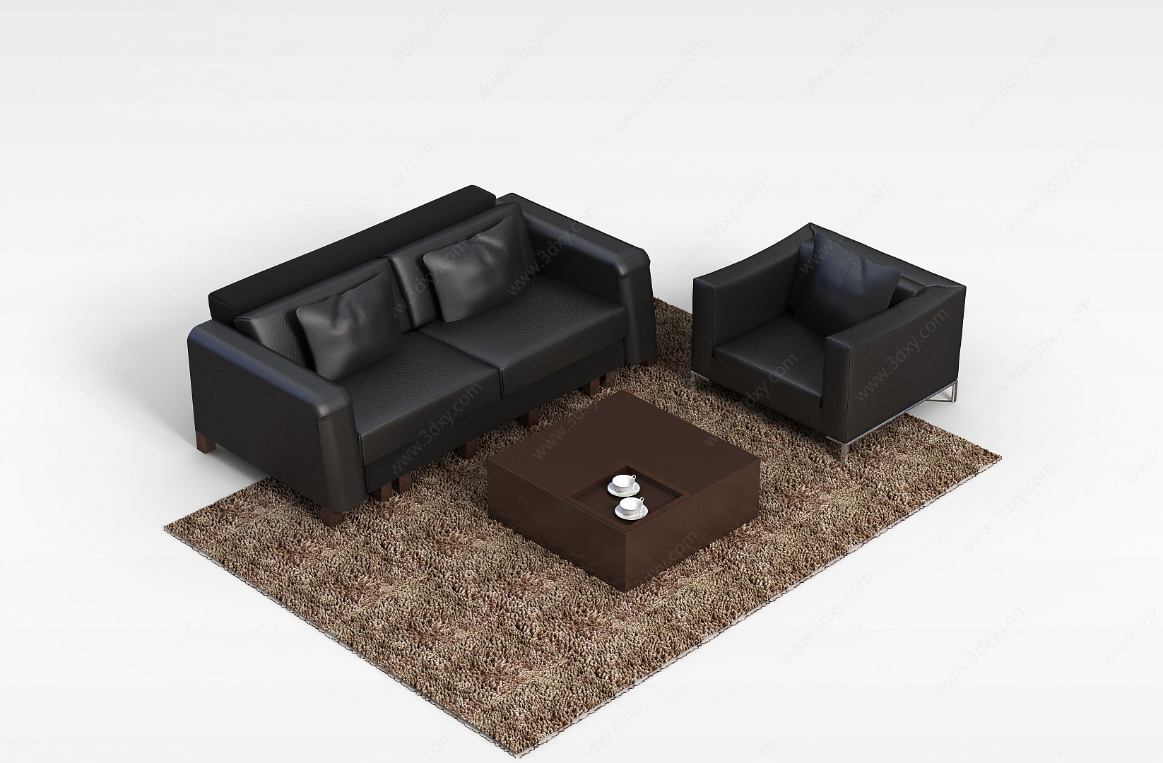 布艺沙发茶几组合3D模型