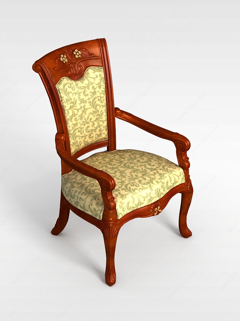 美式红木椅子3D模型
