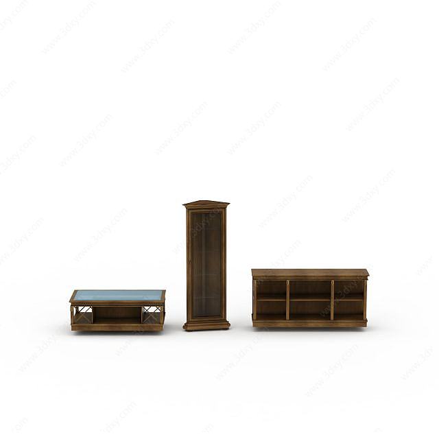 中式实木柜子储物柜3D模型