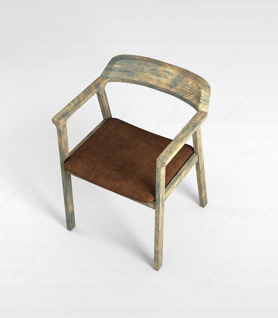 国外单体实木椅子3D模型
