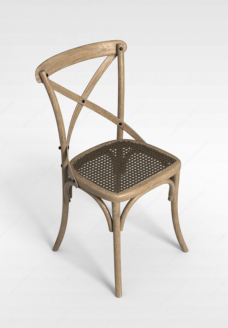 简约木质椅子3D模型