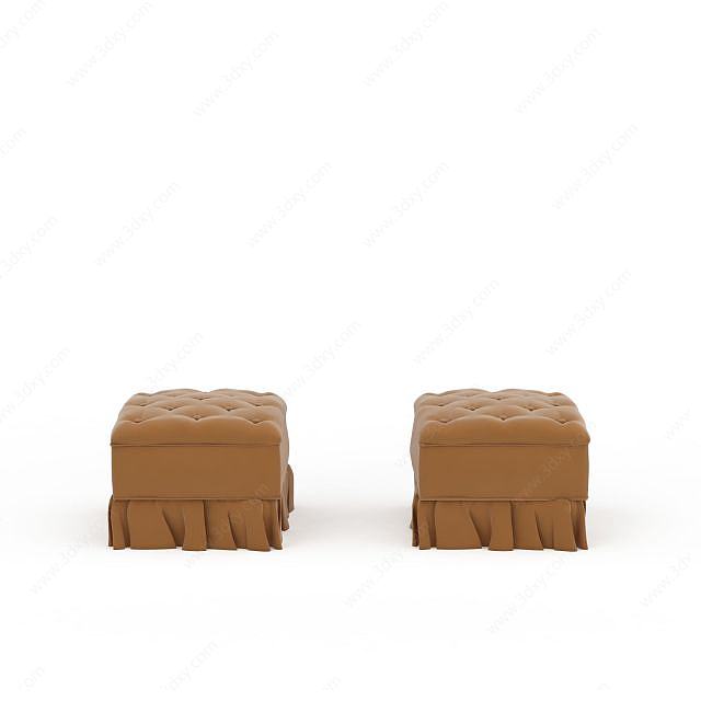 棕色沙发凳3D模型