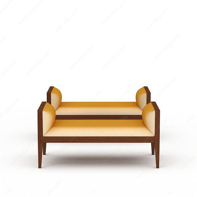 简约沙发长椅3D模型