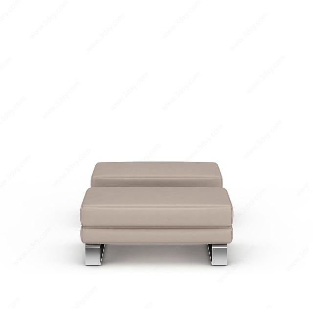 皮质沙发凳3D模型