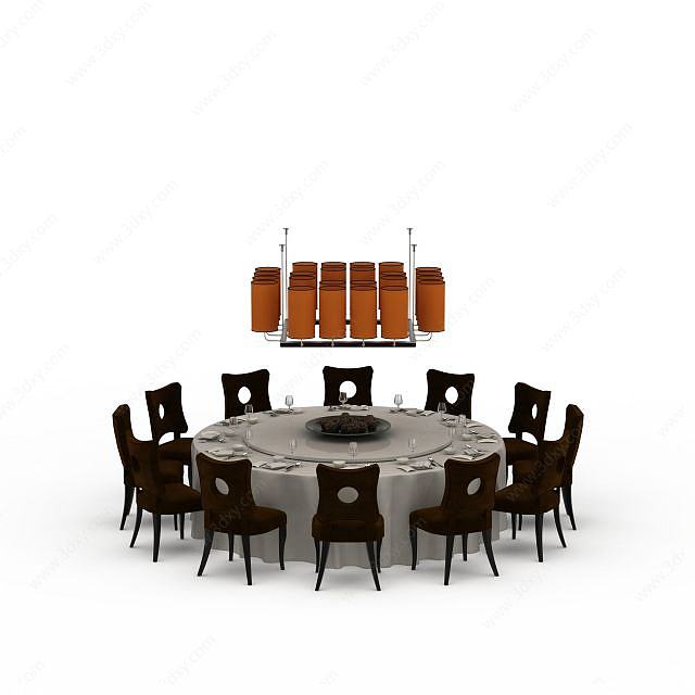 欧式简约餐桌椅3D模型