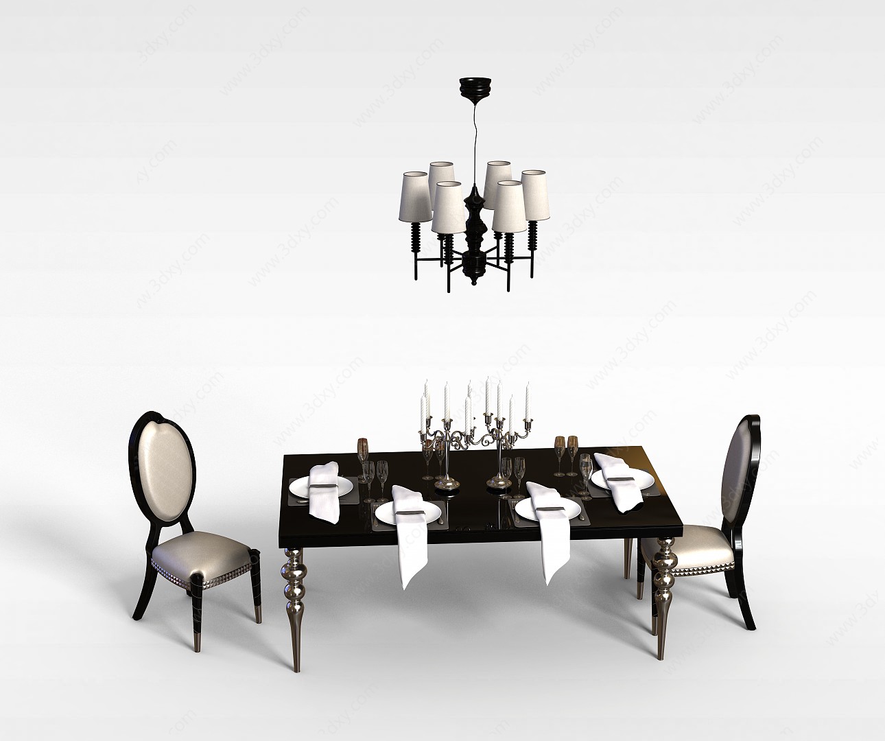 烛光晚餐桌椅3D模型