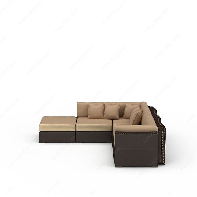 美式转角沙发3D模型