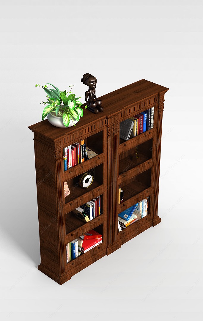 书房实木柜子3D模型