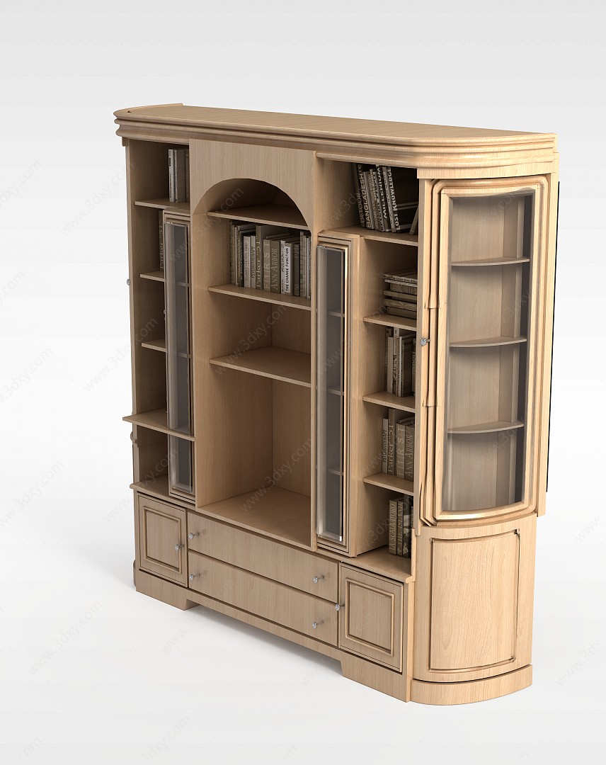 欧式风格书柜3D模型