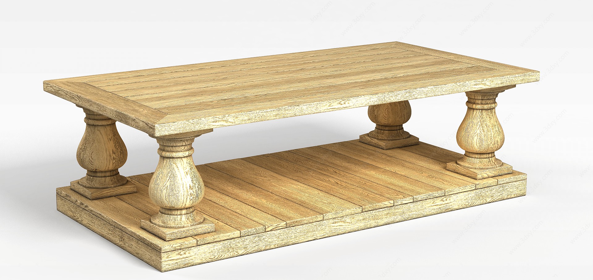 实木桌几3D模型